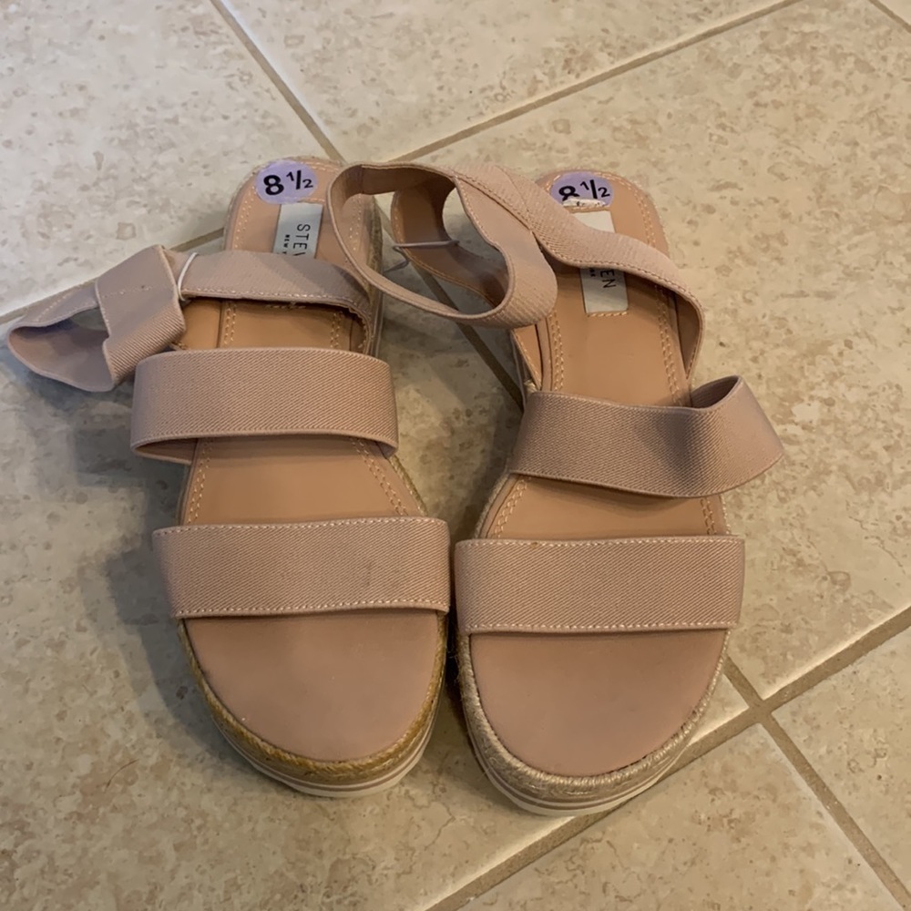 NWOT Steve Madden Kimmie Tan Espadrille Platform Sandal 8.5 Strappy Open Toe - Picture 3 of 9